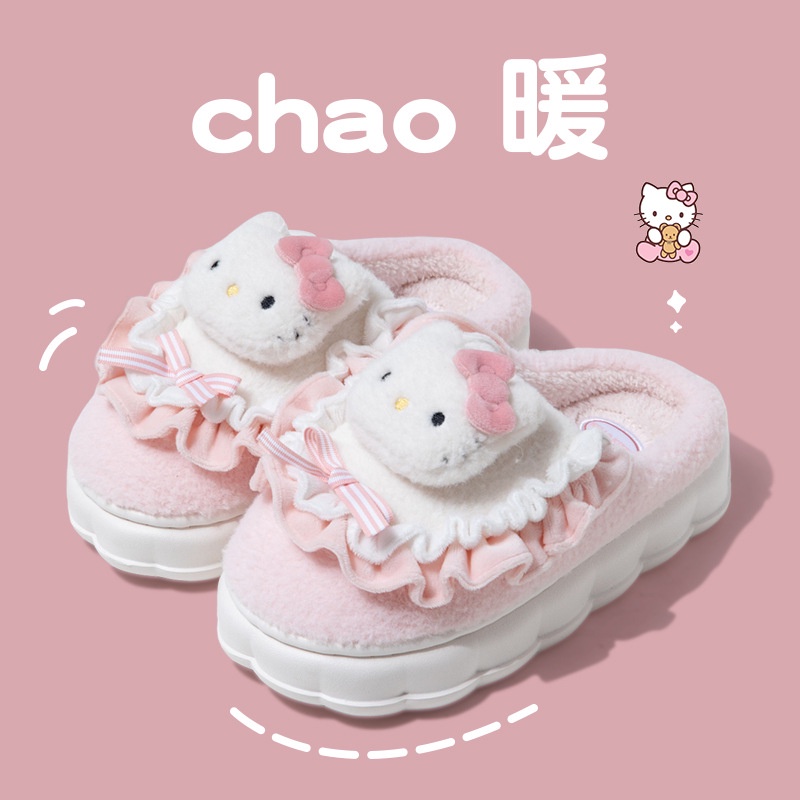 Dép lông mẫu mới dành cho nữ mùa thu đông, mang trong nhà chính hãng hoạt hình Sanrio - D06