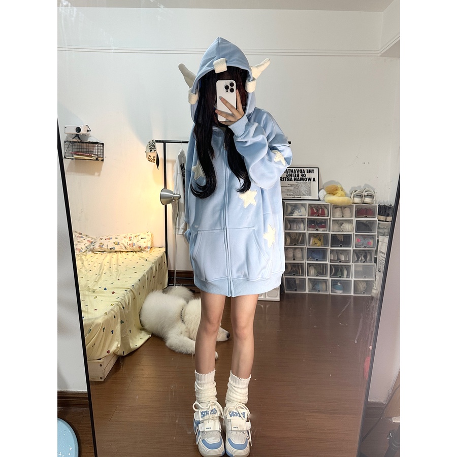 HUIZUMEI Áo Hoodie In Hình Quái Vật Ngộ Nghĩnh Cho Nữ | BigBuy360 - bigbuy360.vn