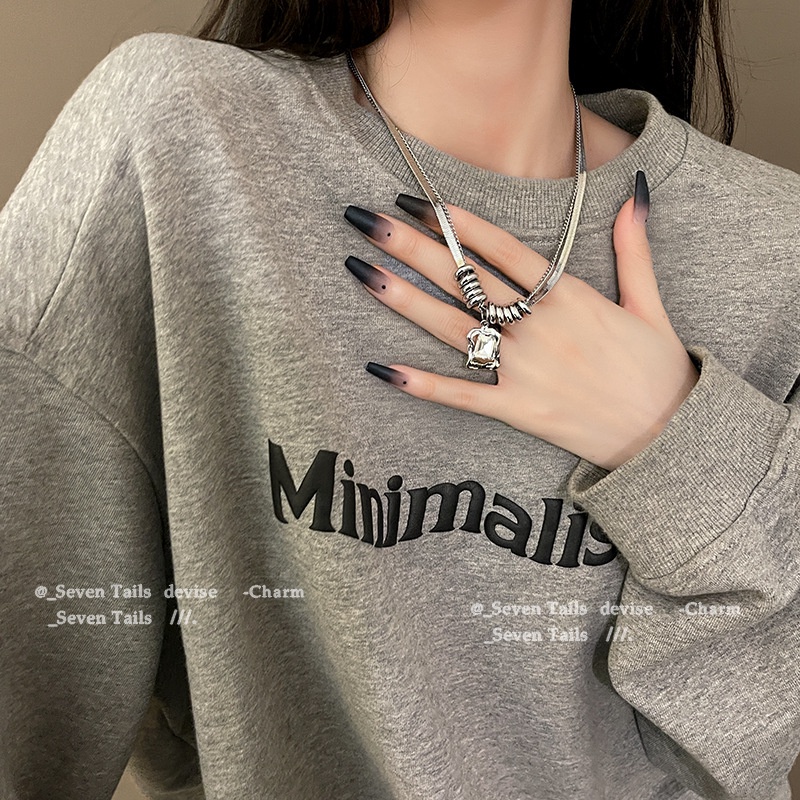 Ahellogirl Vòng cổ Hai Lớp Mặt Vuông Đính Đá zircon Cao Cấp Phong Cách hip hop Thời Trang Thu Đông Dành Cho Nữ