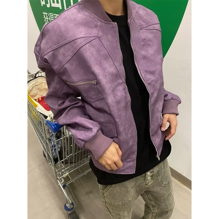 Áo Khoác bomber Da Lộn vintage Mỹ Thời Trang Cho Cặp Đôi