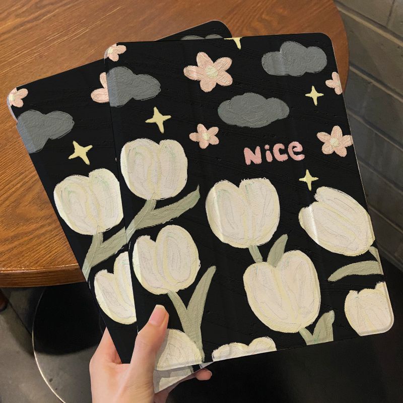 Ốp Máy Tính Bảng Mềm Hình Hoa Có Khe Đựng Bút Chì Cho ipad gen7 / 8 / 9 gen10 pro11 "pro12.9" air4 air5 mini6