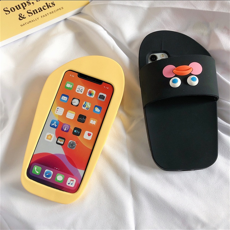 Ôp Điện Thoại Silicon Dẻo Hình Dép Tông Hoạt Hình 3d Cho iphone 14 13 12 11 pro max x xs max xr 7 8 6 6s plus Ốp