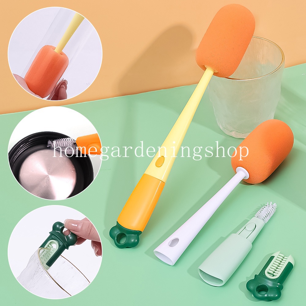 Bàn Chải Vệ Sinh Cốc Thủy Tinh / Bình Nước / Bình Giữ Nhiệt Tay Cầm Dài 3 Trong 1 Tiện Dụng