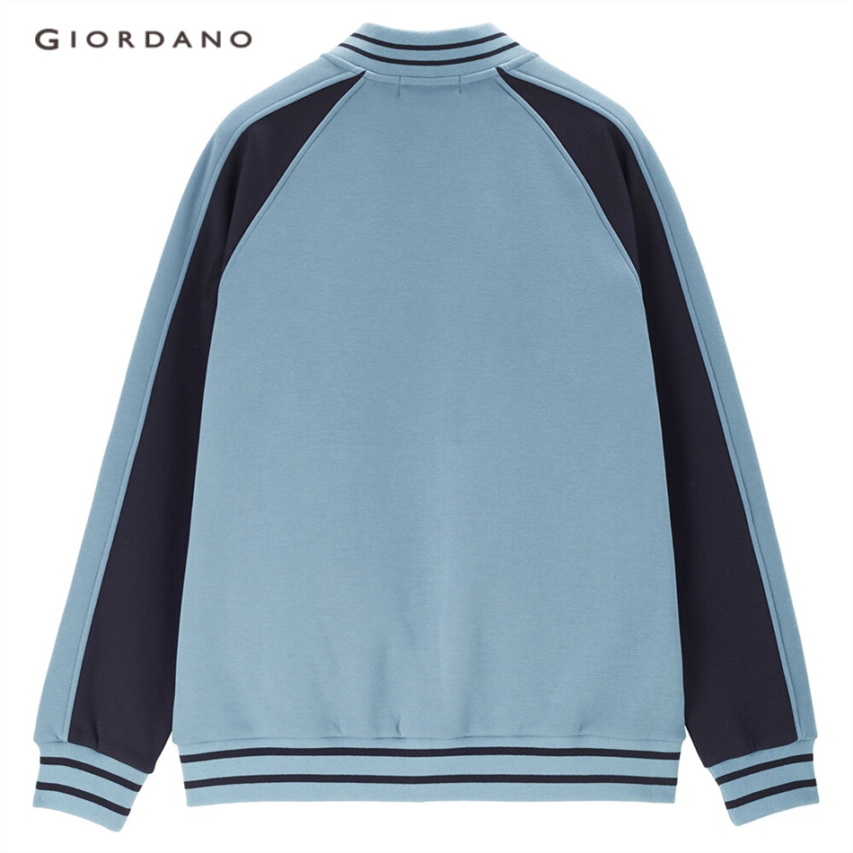 GIORDANO MEN Contrast color raglan sleeve fleece bomber jacket 01073859