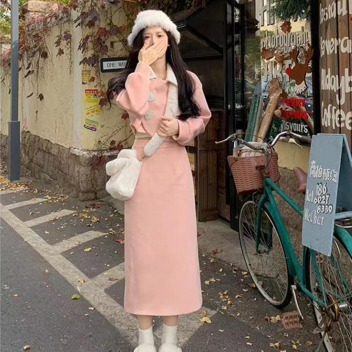 Áo Khoác Len Dày Dặn Eo Cao Phong Cách Phương Tây Thời Trang Thu Đông Cho Nữ