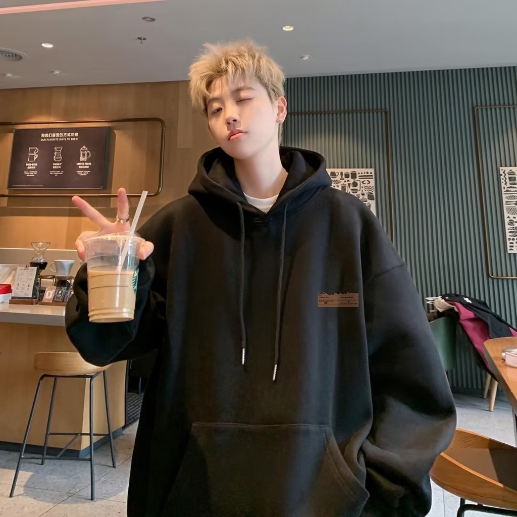 Áo hoodie cotton Nhung Dày Tay Dài In Chữ Màu Cà Phê Thời Trang Cho Cặp Đôi m-5xl