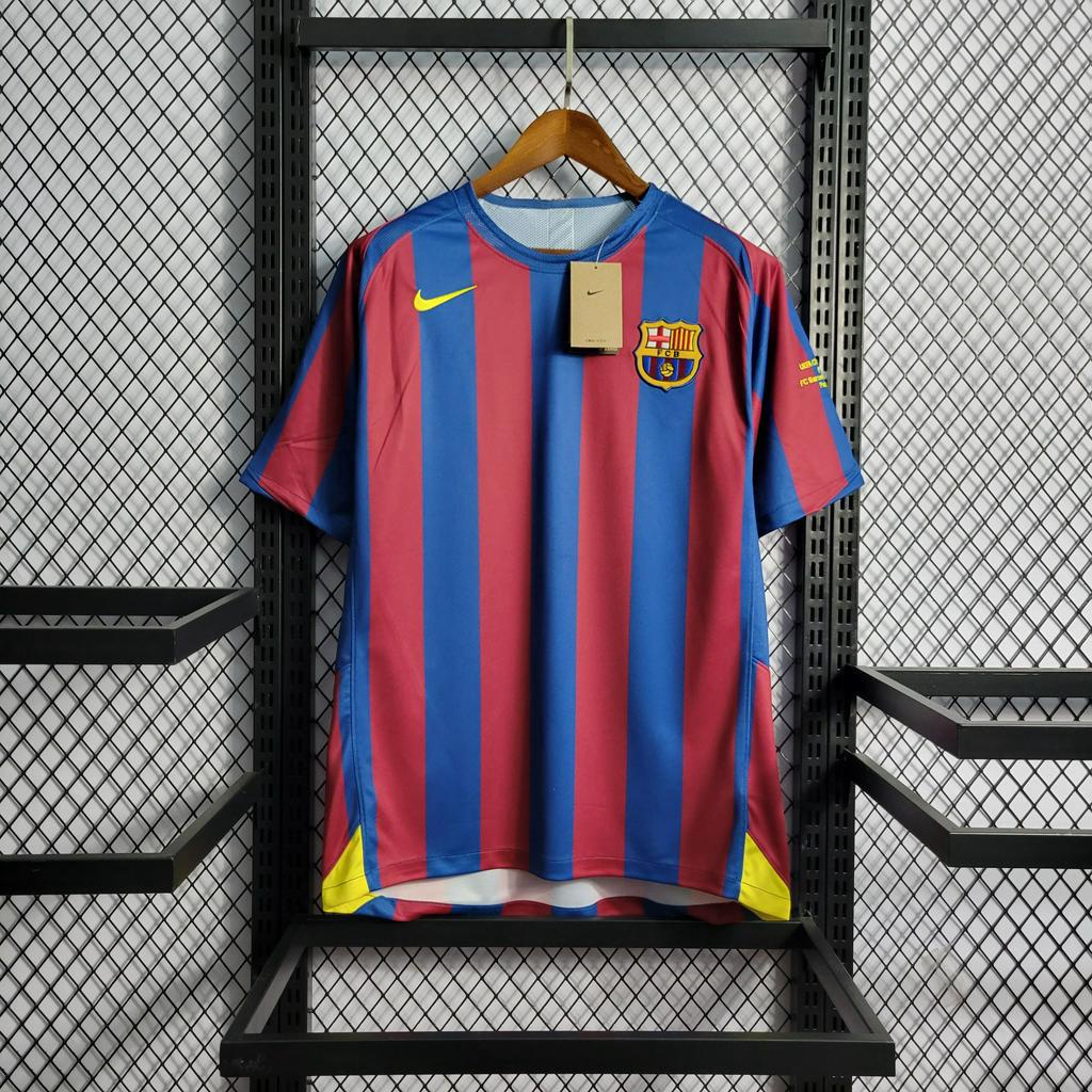 Áo Thun Họa Tiết Đội Bóng barcelona Phong Cách retro Cho Nam Size 05-06 08-09