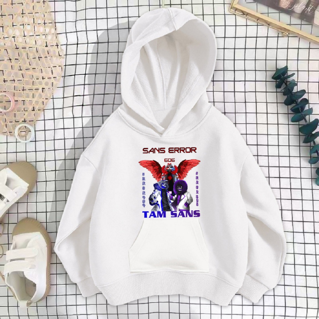 Áo Hoodie Trắng in hình Sans 606 San 505 Sans 404 Tam Sans Đại Chiến Cho Bé