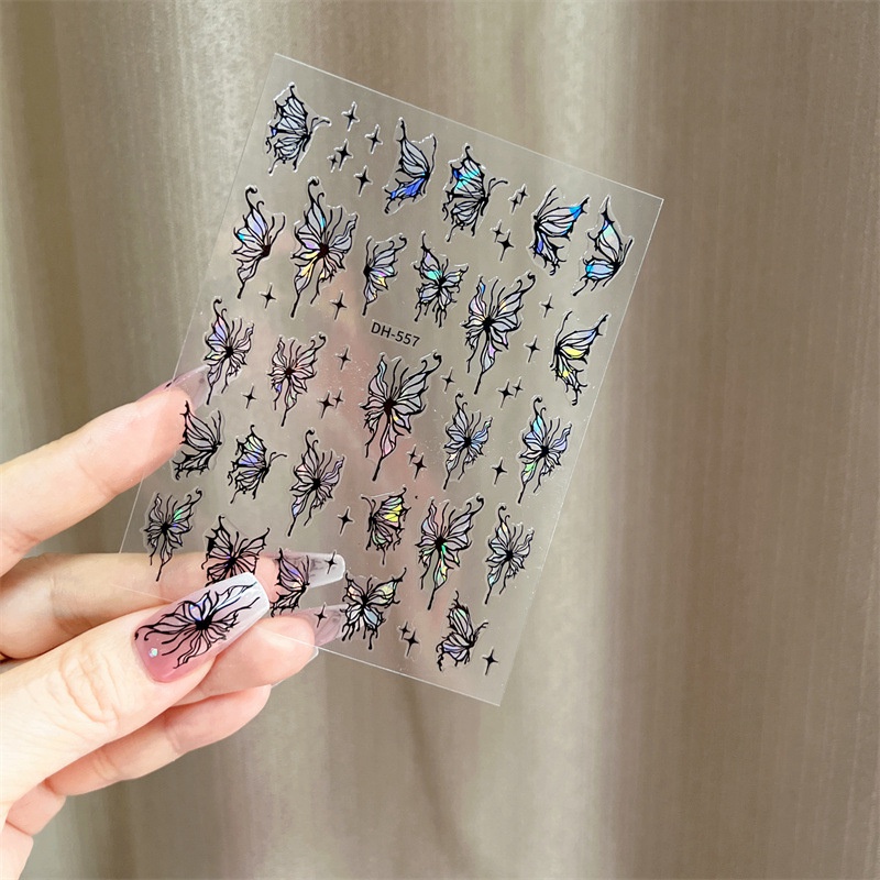 Sticker Nail 3D | Bướm Đủ Màu Hologram Mới 2023 | Trang Trí Móng Tay DH-557