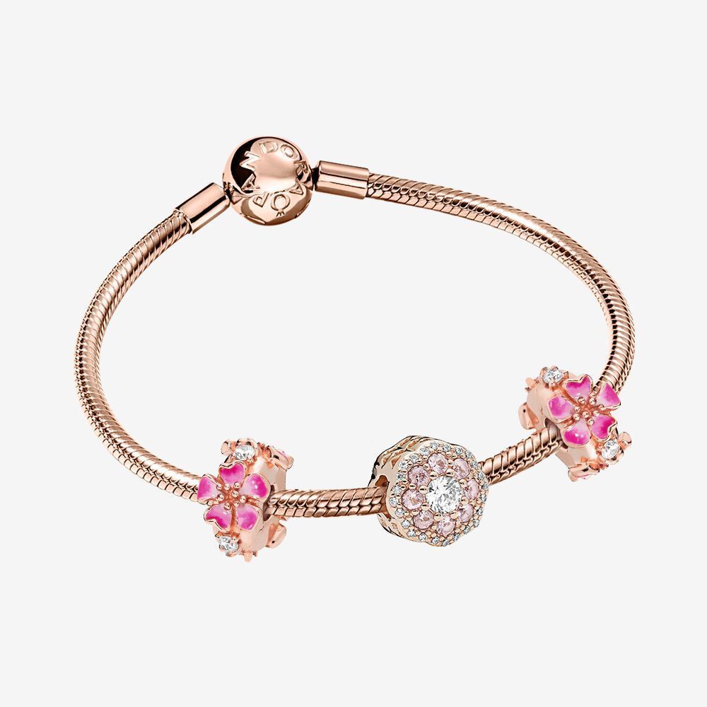 Vòng Tay pandora Hoa Hồng Mềm Mại Dễ Thương