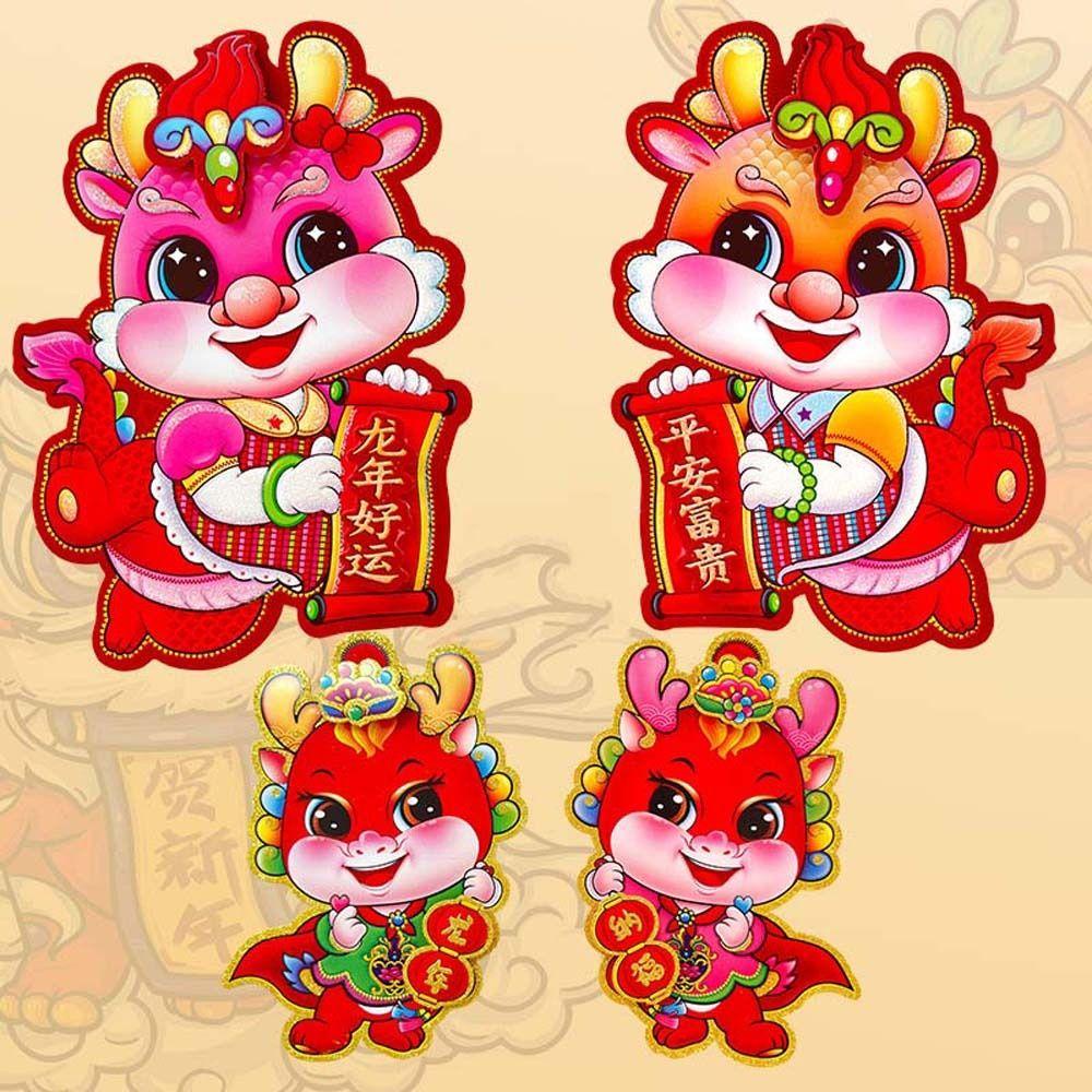 Miếng Dán Đề Can Họa Tiết Rồng Hoạt Hình Trung Hoa Trang Trí Năm Mới 2024