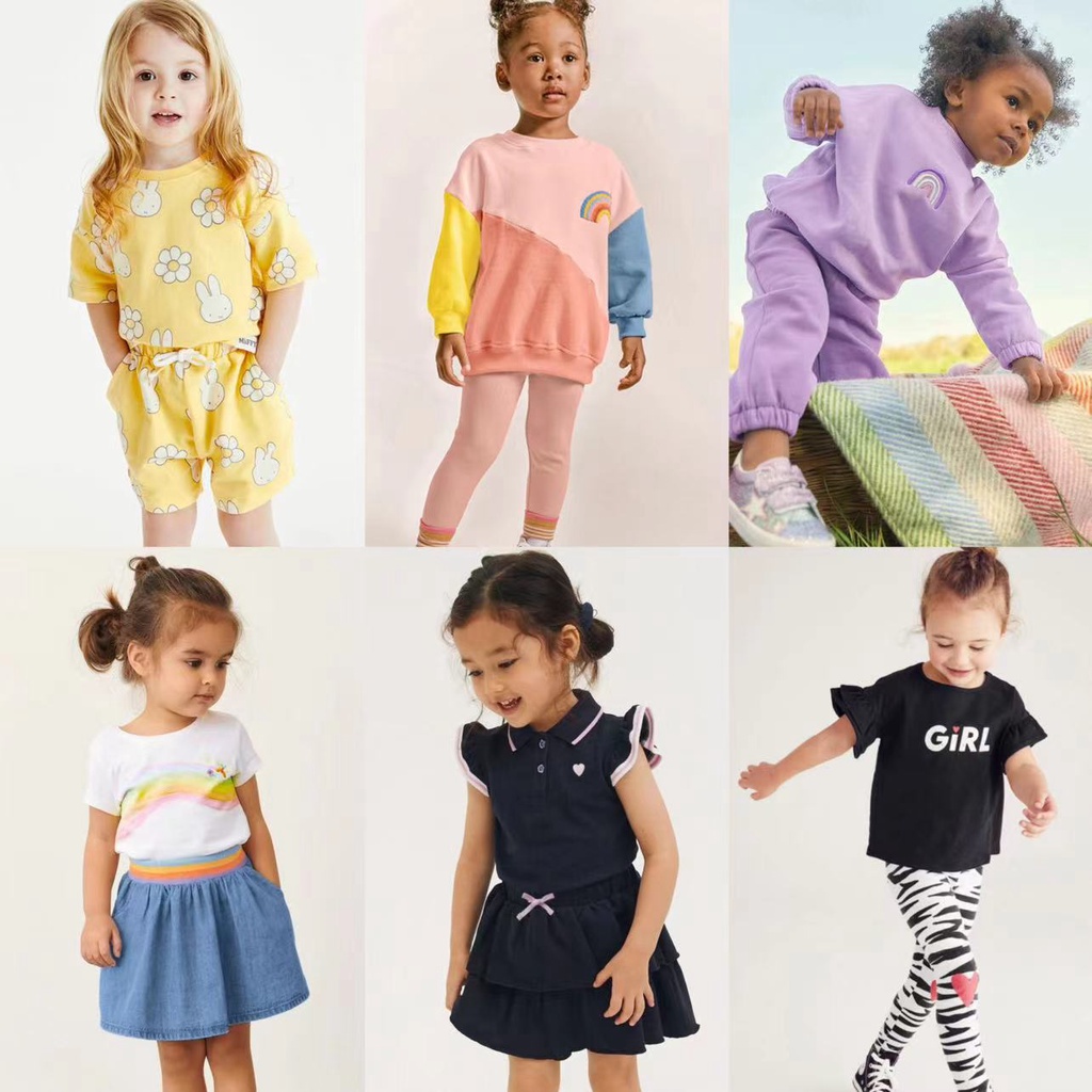 Bộ Áo Thun Tay Ngắn In Hình Mickey / Minnie / Minnie / Hoạt Hình Dành Cho Bé Gái