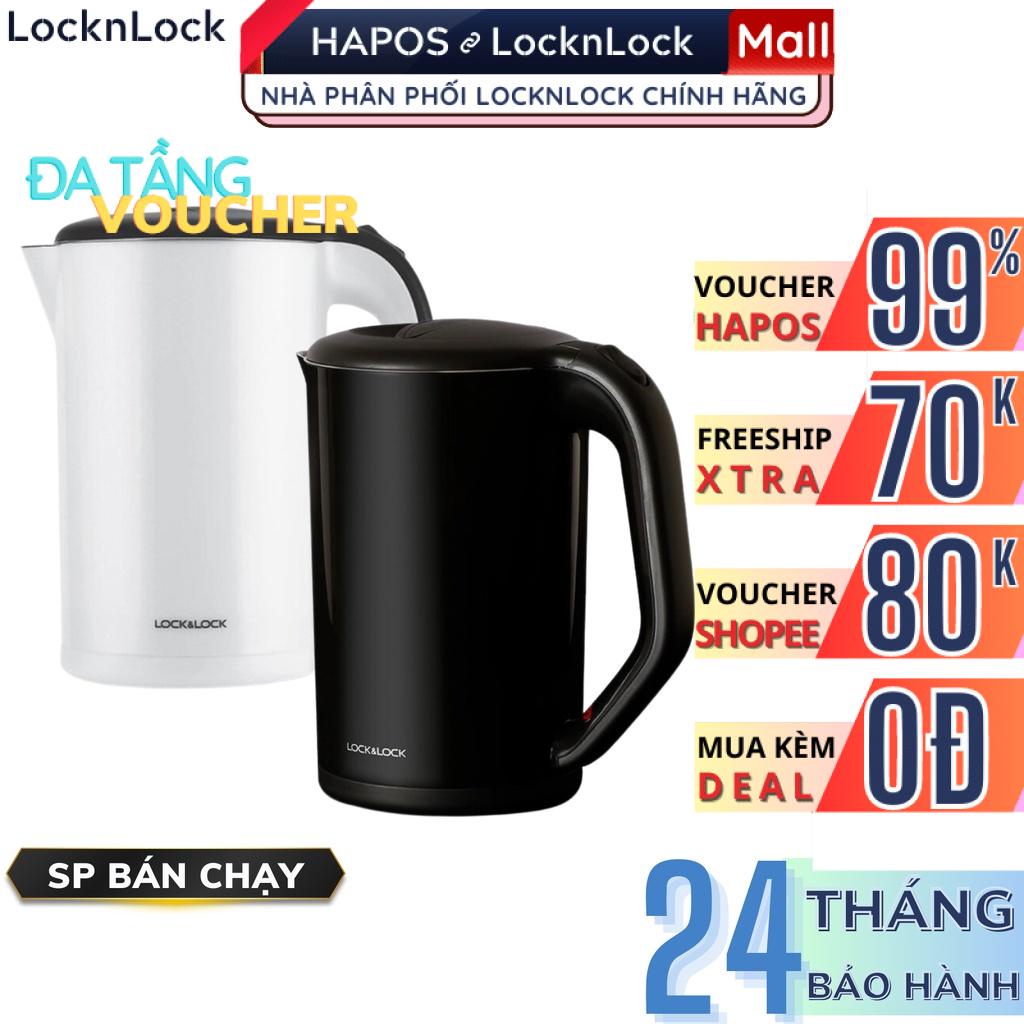 Ấm đun siêu tốc Inox LocknLock công suất cao 1.7L 2 Lớp EJK738WHT 1800W - Chính Hãng - HAPOS MALL OFFICIAL