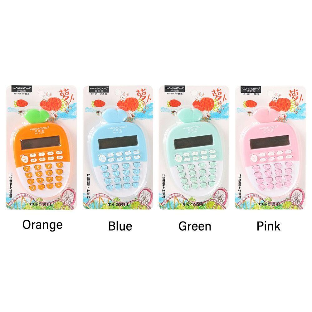 WAPKTY Máy Tính Cầm Tay Hình Củ Cà Rốt 12 Chữ Số Sạc Pin Cho Học Sinh