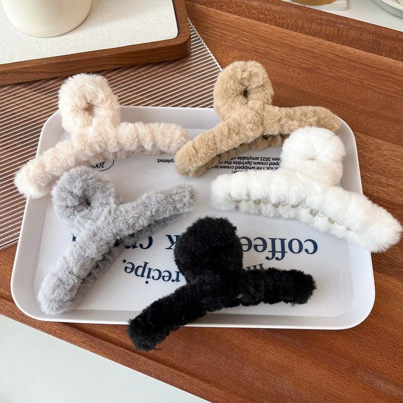 Kẹp Tóc Hình Cá Mập 13cm Phủ Lông Nhung Thời Trang Thu Đông