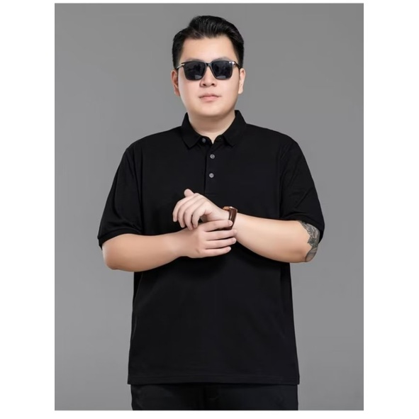 Áo polo plus size m-8xl Tay Ngắn Màu Trơn Đơn Giản Cho Nam