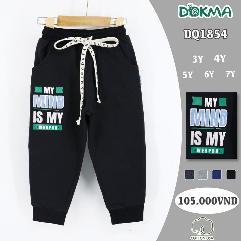 Quần dài cotton Dokma lót nỉ cho bé 2-6y DQ1854 PL