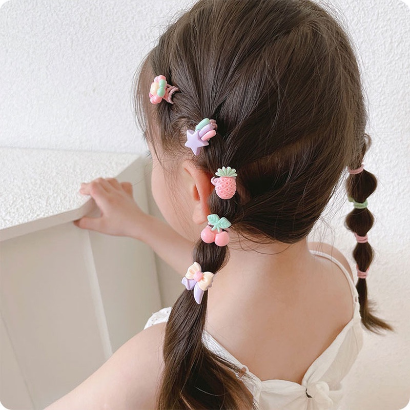 PVN61430 Set 20 Dây Buộc Tóc Cao Su Co Giãn Phong Cách Hàn Quốc Dễ Thương Cho Bé Gái