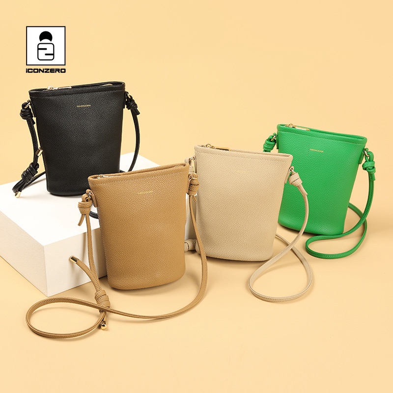 Biểu Tượng Zero Túi Đeo Chéo Một Bên Vai Bằng Da Thật Màu Trơn Thời Trang Đơn Giản Dành Cho Bạn Nữ @