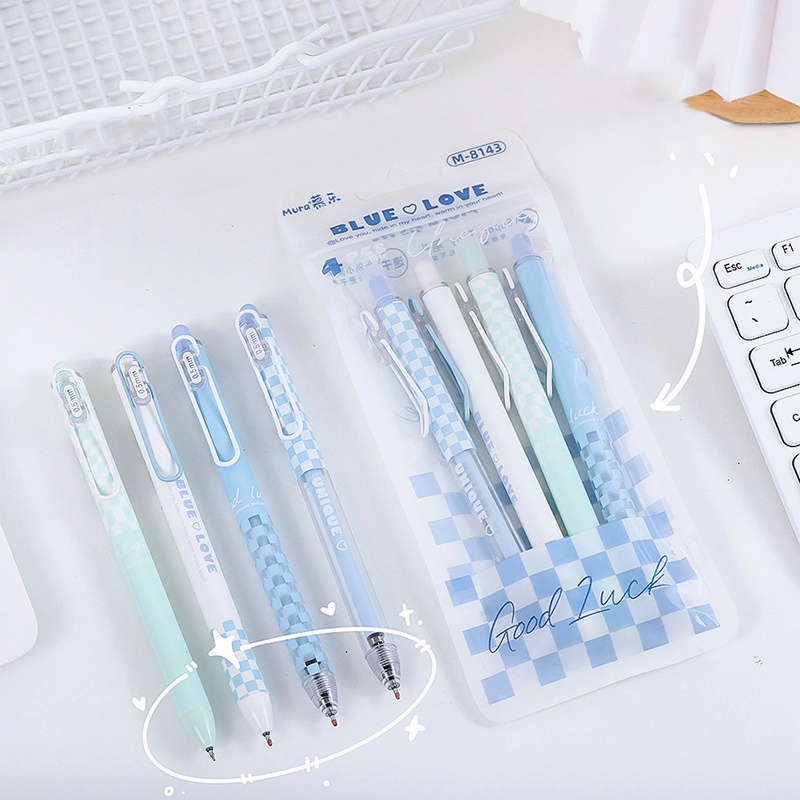 1 bút gel white blue Eternity love mực đen chính hãng- ngòi 0.5mm YK