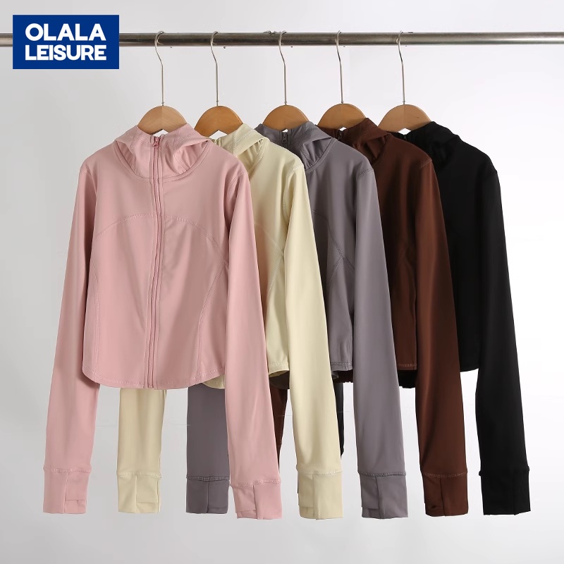 OLALA LEISURE Áo Khoác Thể Thao Có Khóa Kéo Dạng Ngắn Tay Dài Thời Trang Thu Đông Cho Nữ xs Dl408