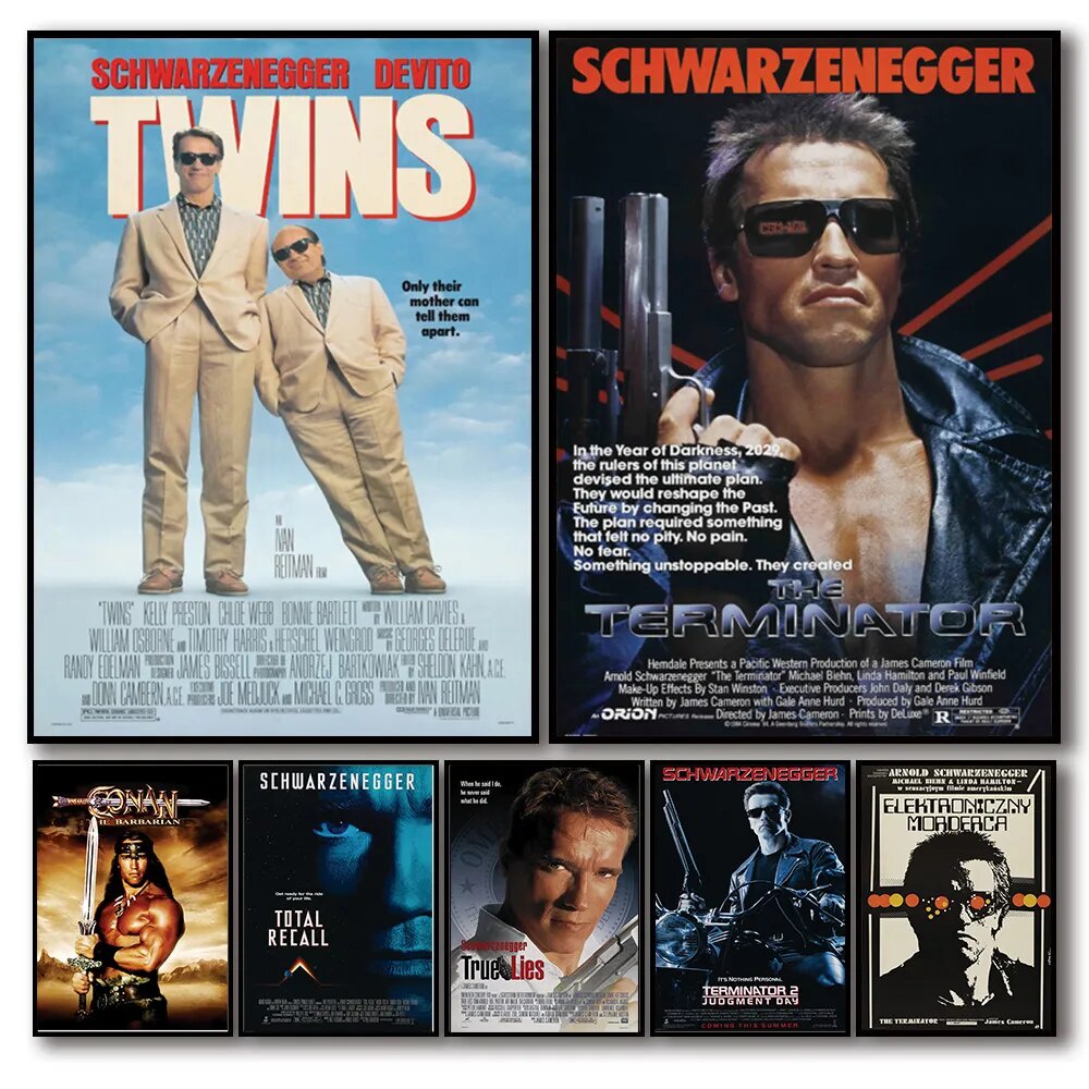 Schwarzenegger Classic Movie Poster Sabotage / conan the Barbarian / Kẻ hủy diệt / Tranh canvas Nghệ thuật treo tường 69F 1007