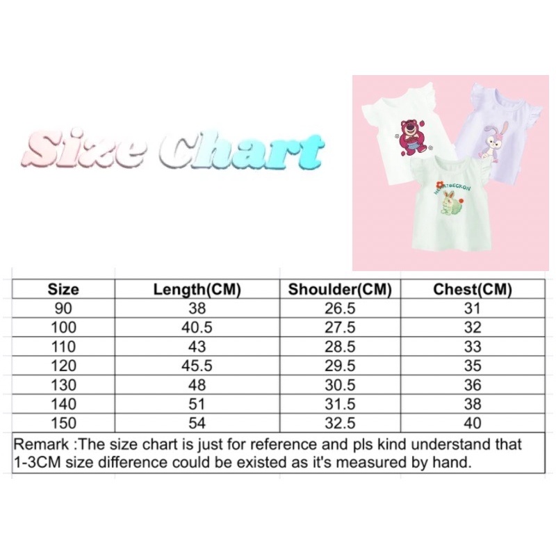 Áo Thun cotton Tay Bèo Họa Tiết Gấu Dâu Tây Dễ Thương Chất Lượng Cao Cho Bé Gái
