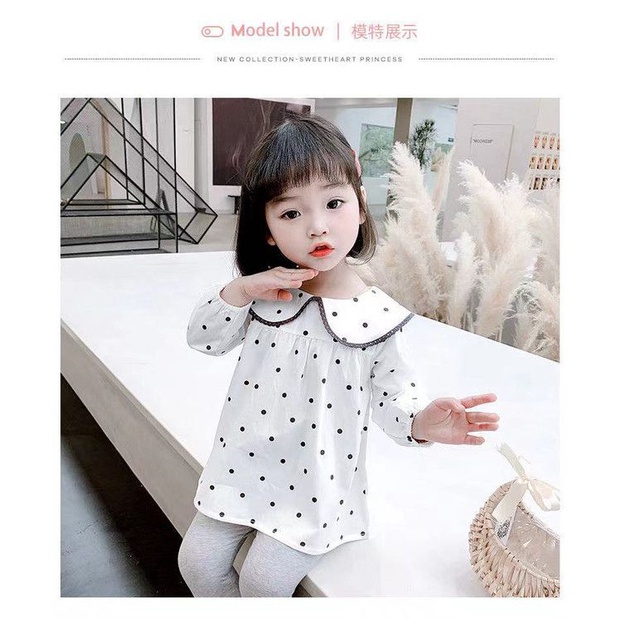 Áo Thun Tay Dài Màu Trắng Bằng Chất Liệu cotton Dùng Cho Bé Gái