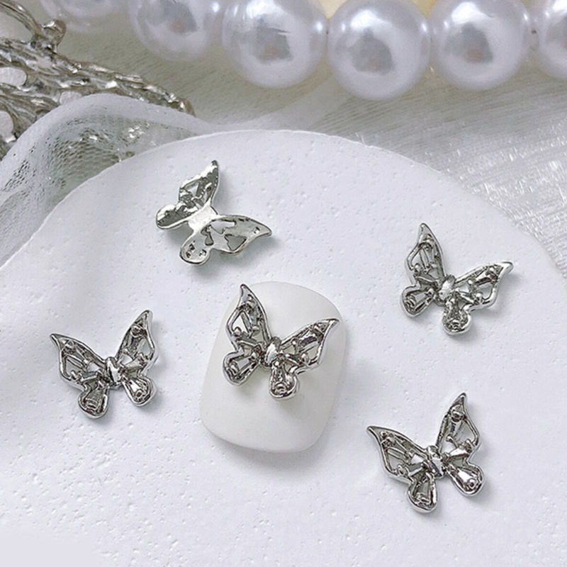 Set 10 Phụ Kiện Trang Trí Móng Tay Hình Bướm 3d Xinh Xắn charms