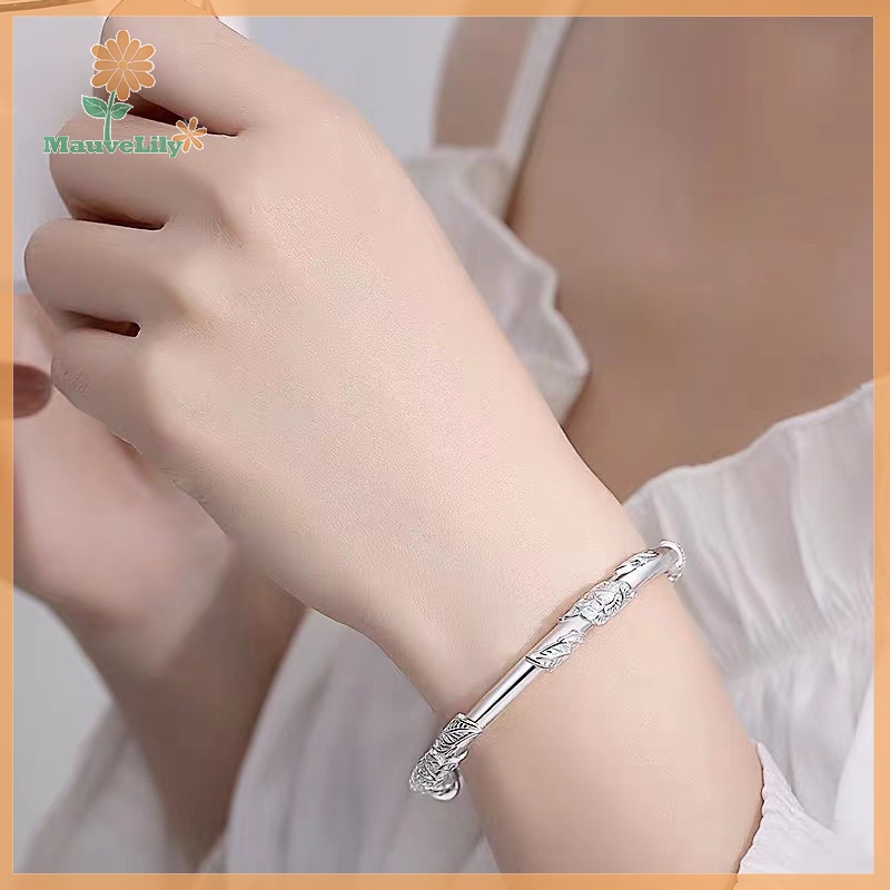 1 Vòng Tay Bạc Dạng Mở Hình Hoa Thời Trang Cho Nữ