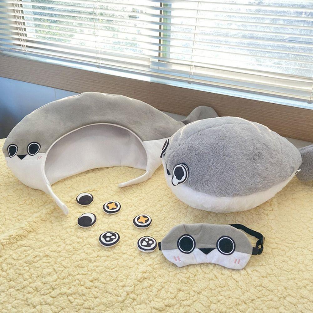 Đồ chơi nhồi bông MMULCK mềm mại hình động vật biển sacabambaspis đeo mặt nạ mắt