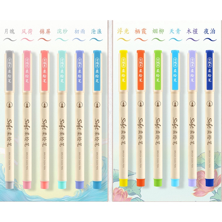 Bộ 6 Bút Brush Soft Viết Thư Pháp Calligraphy/Bullet Journal Ngòi Cao Cấp