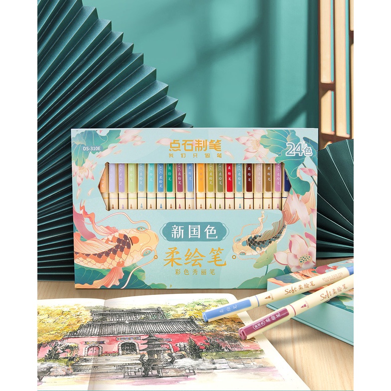 Bộ 24 Bút Brush Soft Viết Thư Pháp Calligraphy/Bullet Journal Ngòi Cao Cấp