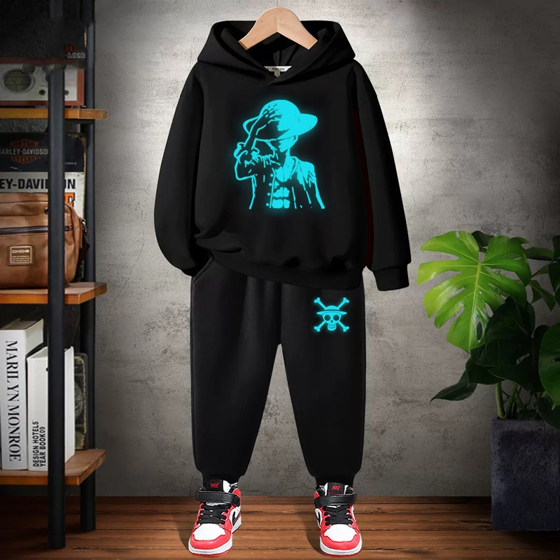 Áo hoodie In Hình one piece Phát Sáng Thời Trang Thu Đông Cho Bé Trai