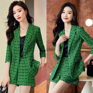Set bộ vest nữ họa tiết cao cấp công sở thanh lịch by4671