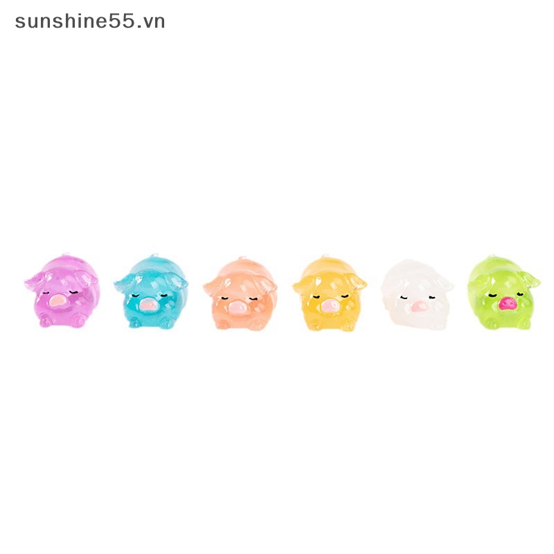 Bộ 2 Tượng Heo mini Dạ Quang Trang Trí Tiểu Cảnh / Xe Hơi vn