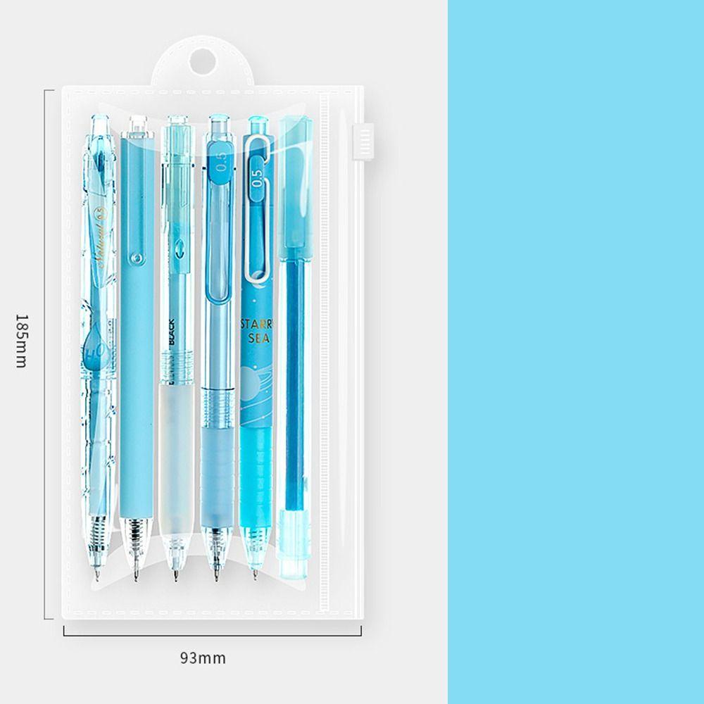 6 Cây Bút Bi Mực Đen Ngòi 0.5mm Nhanh Khô Kèm 1 Bút Bi