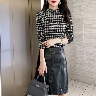 Áo Thun Tay Dài Cổ Cao Dáng Rộng Phong Cách Thời Trang Xuân Thu Mới Dành Cho Nữ