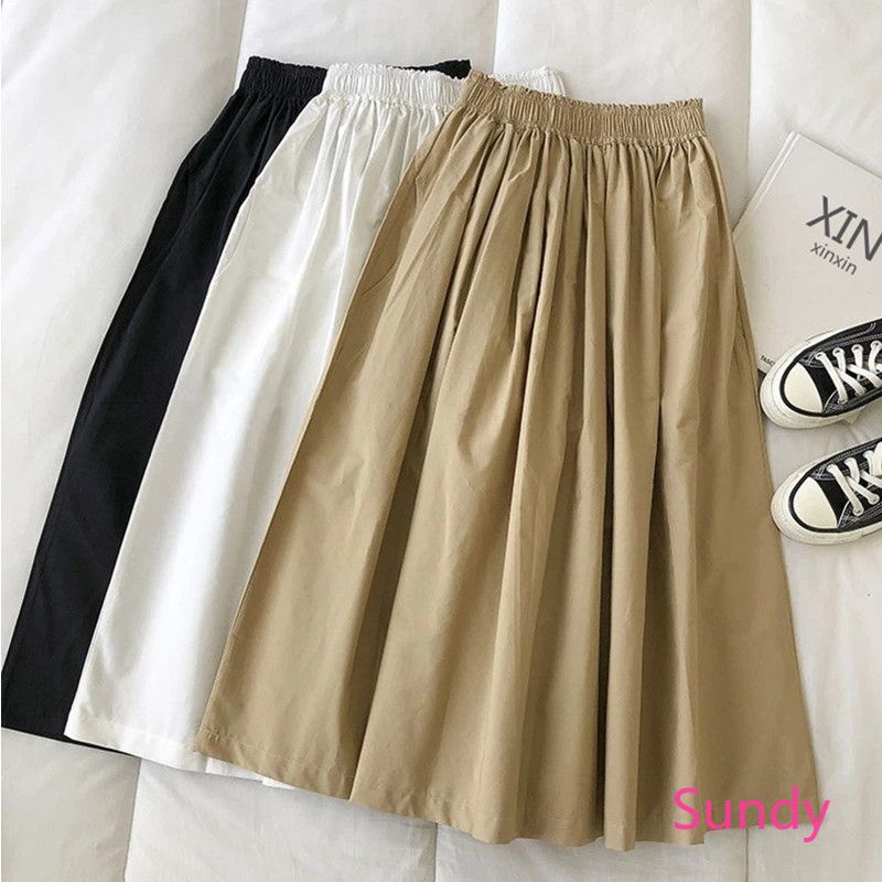 Plus Chân Váy cotton Trơn Màu size Lớn Theo Phong Cách Mùa Thu Dành Cho Nữ