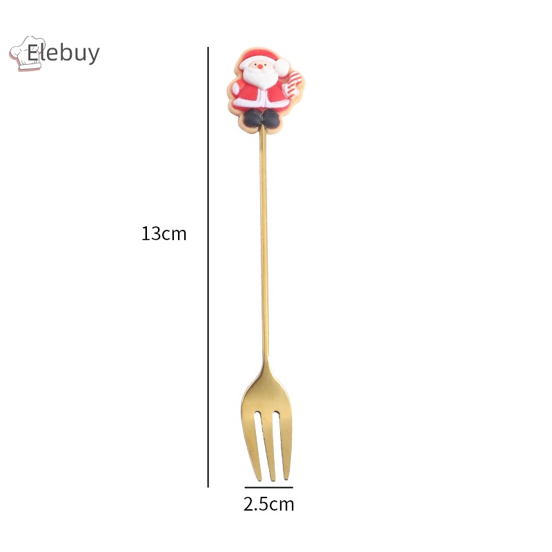 Bộ 2 Muỗng Nĩa Bằng Thép Không Gỉ Hình Cây Thông Giáng Sinh