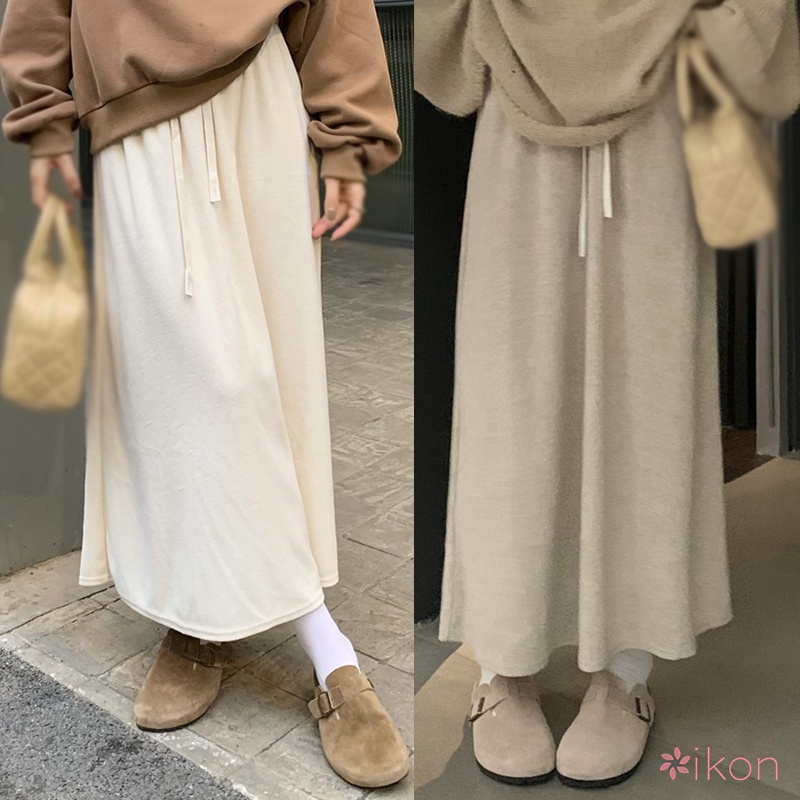 Chân Váy Dài Lưng Cao Co Giãn Màu Sắc Đơn Giản Dành Cho Nữ