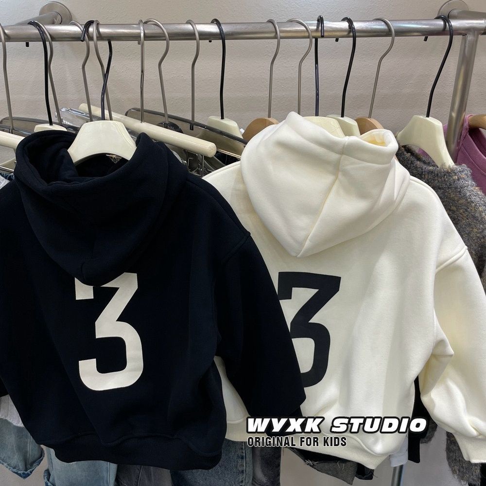 Áo sweatshirt Có Mũ Lót Lông Cừu Ba Chiều In Họa Tiết Phong Cách Mới Dành Cho Bé Trai