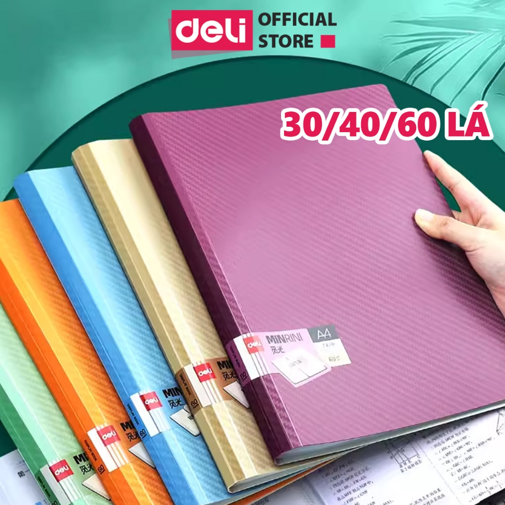 File lá A4 đựng tài liệu Deli nhiều ngăn tệp đựng tài liệu 60 trang cao cấp học sinh văn phòng