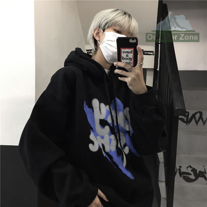 Áo hoodie Dáng Rộng In Chữ graffiti Phong Cách Hàn Quốc Thời Trang Thu Đông Dành Cho Nam Nữ