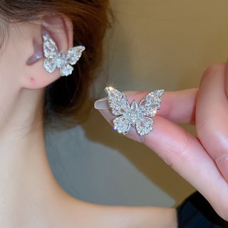 1 Khuyên Kẹp Vành Tai Hình Bướm Đính Đá zircon Sang Trọng Không Gây Dị Ứng Thời Trang
