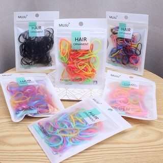 Set 100 dây thun buộc tóc nhiều màu co giãn dành cho nữ