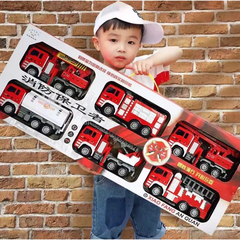 Set 6 Xe Ô Tô Công Trình, Cứu Hoả, Cảnh Sát Chạy Đà Hàng Hộp Cao Cấp Siêu Đẹptặng ôtô tặng ô tô