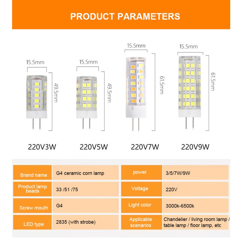 Bóng đèn siêu sáng Thân thiện với môi trường Đèn LED hiệu suất cao Tiết kiệm năng lượng Ánh sáng dịu và ấm áp G9 Spotlight 220V G9 Bóng đèn LED cho phòng khách Lớp phủ siêu sáng