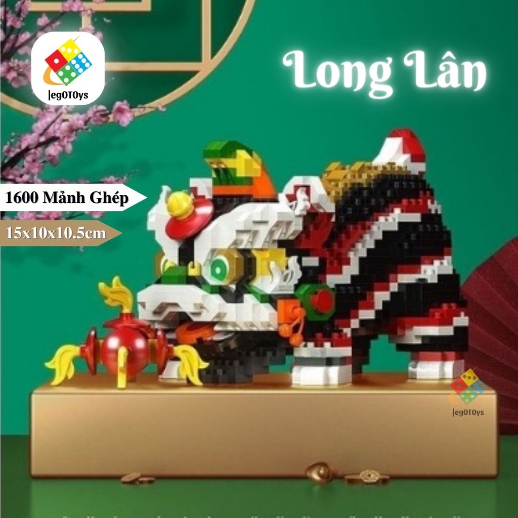 LEGO Lân Nhảy Múa - Bộ Đồ Chơi Lắp Ráp Sư Tử Kì Lân Nhảy Múa  Tặng Ô Tô