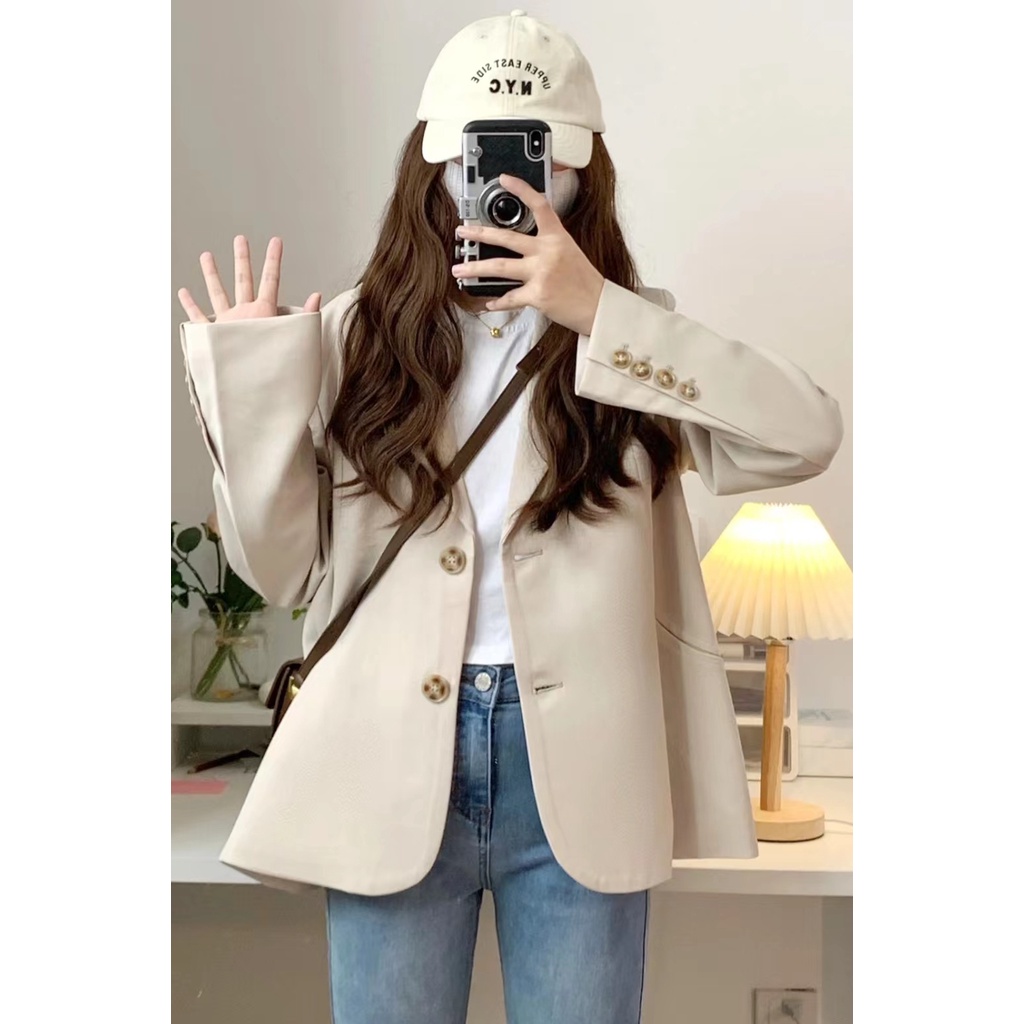 Áo Khoác blazer Dáng Ngắn Rộng Thời Trang Thanh Lịch Cho Nữ